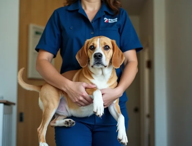 Technician respectfully transporting a deceased dog in Clayton